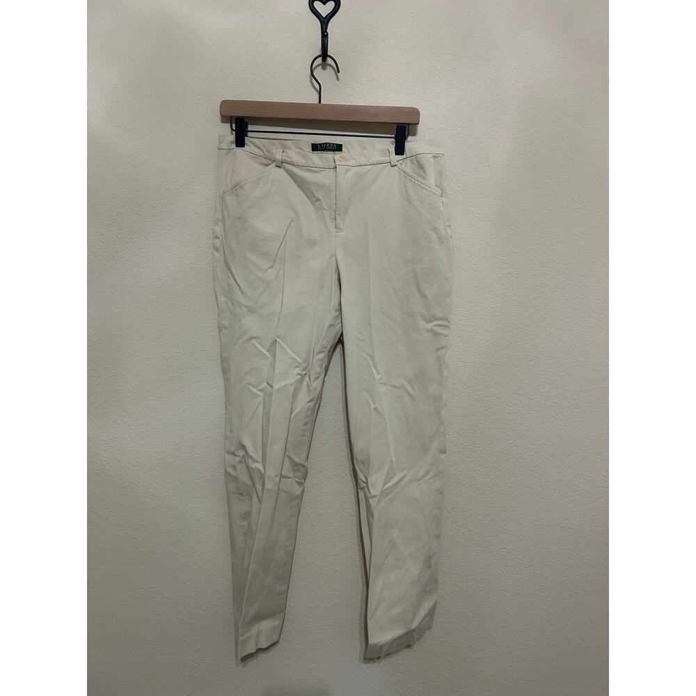 Lauren Ralph Lauren Cotton Trousers Women's Size 10 Cream Lightweight Pants